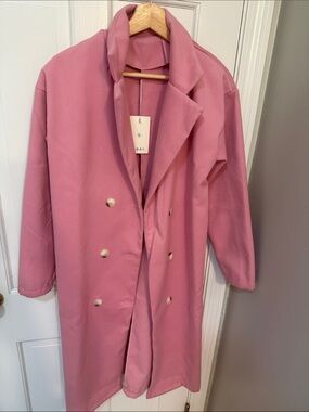 Double-Breasted Pink Trench Coat by